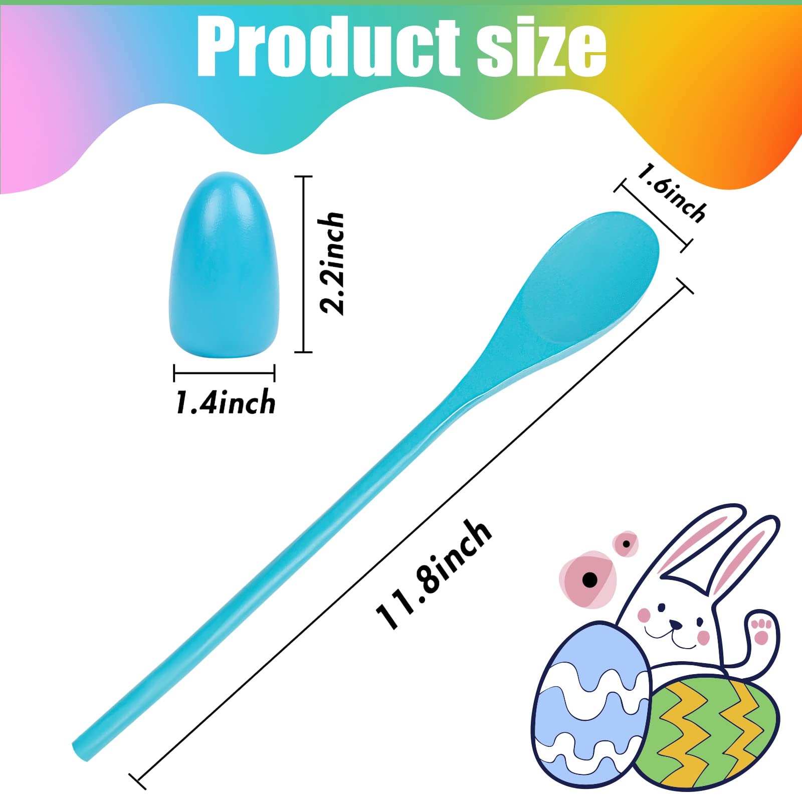 24 Pack Easter Egg and Spoon Race Game Set - 6 Colors with 12 Plastic Eggs & 12 Spoons - Fun Kids Outdoor Party Games for Easter, Halloween, Birthday Parties & Field Day Activities