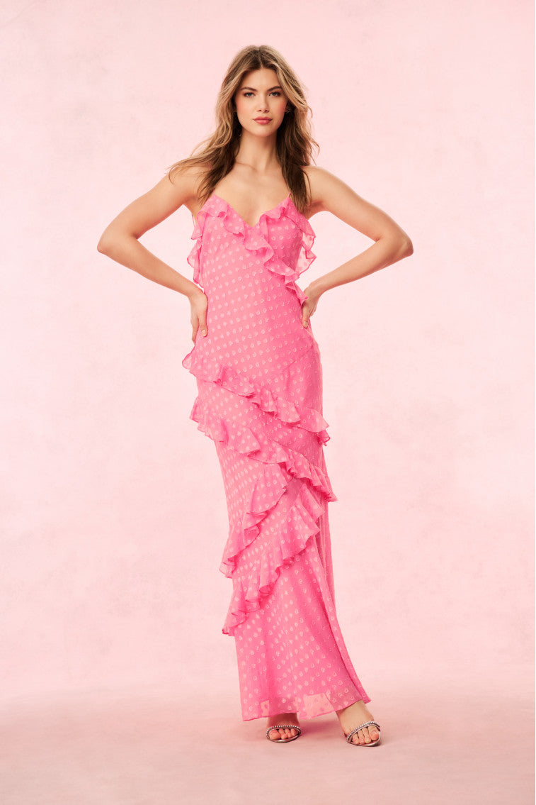 Elegant Rialto Heart Ruffle Maxi Dress for Women - Flowy Bohemian Summer Beach Wedding Party Dress | Perfect for Vacations, Date Nights & Special Occasions