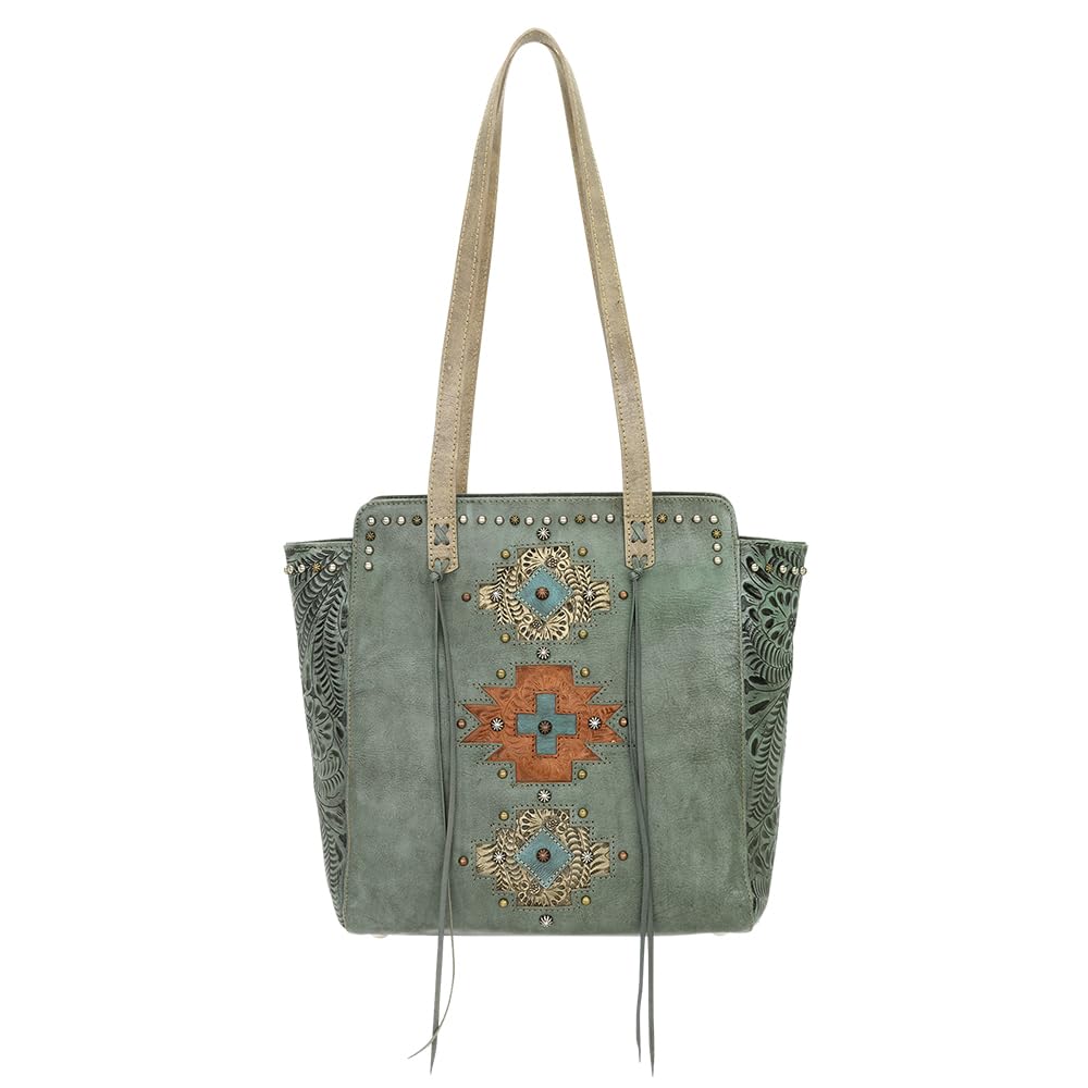 Authentic American West Leather Navajo Soul Tote Bag for Women - Stylish Handmade Crossbody Purse for Daily Use, Work, Travel & Shopping