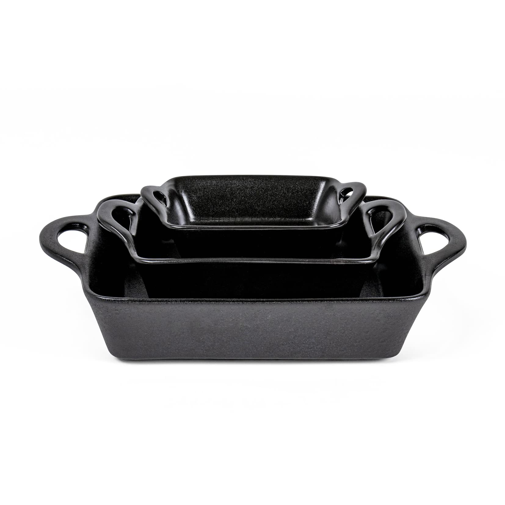 UNICASA 3-Piece Ceramic Baking Dish Set - Oven Safe Lasagna Pans with Handles, Bakeware for Cakes, Dinners & Serving, Matte Black Kitchen Cookware - Perfect for Family Meals, Holiday Cooking & Potlucks