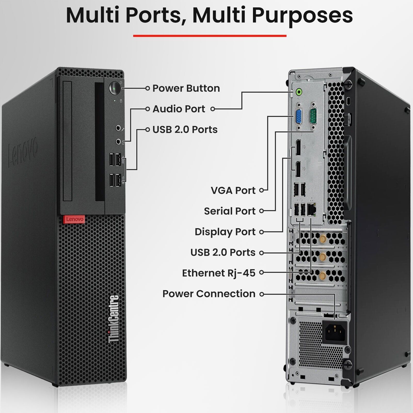 Lenovo ThinkCentre M720S SFF Desktop PC - Intel Core i5-8500 8th Gen 3.0GHz, 32GB RAM, 512GB SSD, Windows 11 Pro | USB-C Thunderbolt, WiFi, DisplayPort, VGA | Includes Keyboard & Mouse | Certified Refurbished with 1-Year Warranty | Perfect for Home Office, Business Workstations & Remote Work