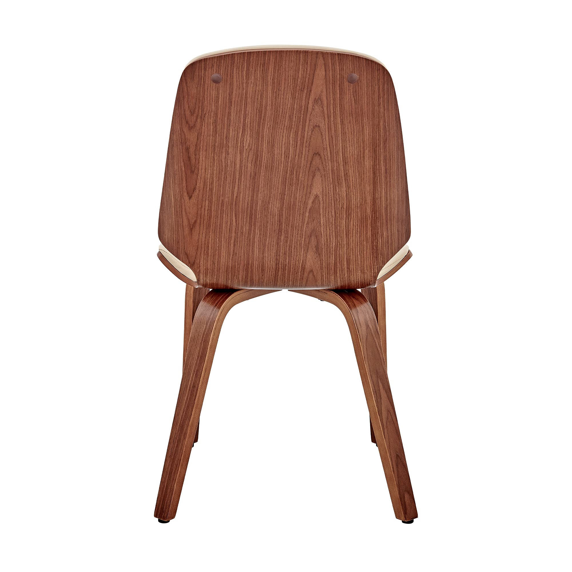 Armen Living Brinley Mid-Century Modern Dining Chair - Cream Faux Leather & Walnut Wood Accent Chair for Kitchen, Dining Table, Home Office Desk & Vanity | Perfect for Small Spaces & Contemporary Decor