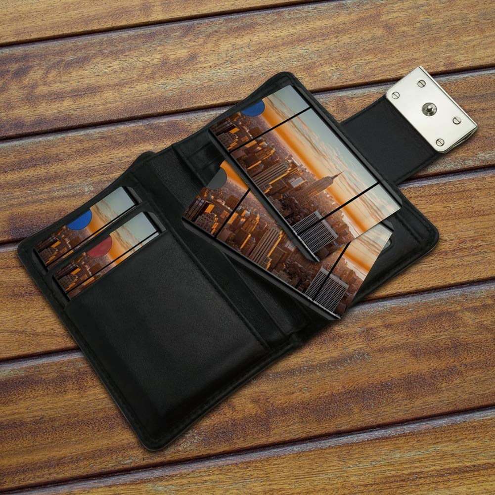 New York Skyline Sunset View RFID Blocking Credit Card Holder Set of 4 - Stylish Wallet Protector for Travel, Shopping & Daily Use