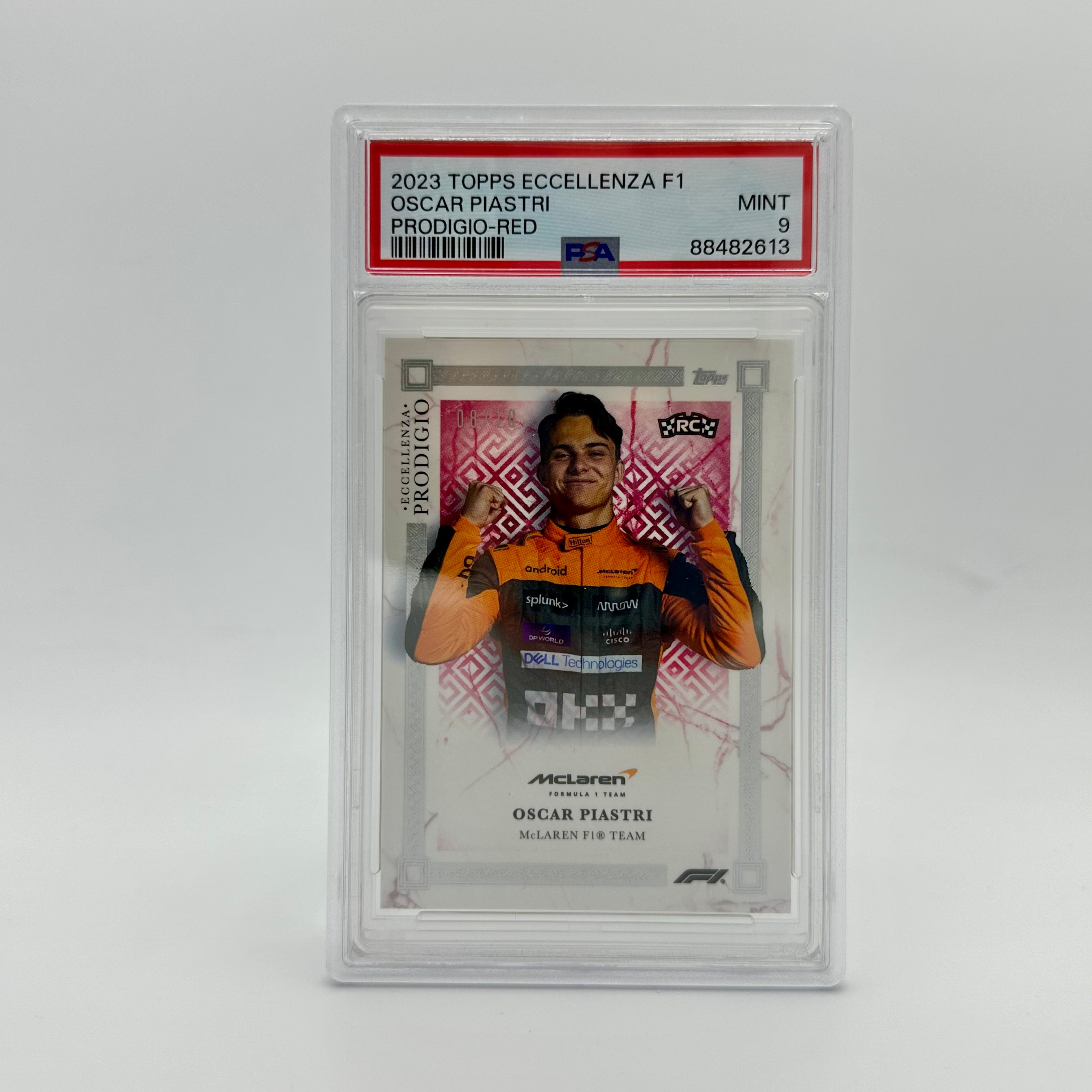 PSA 9 Graded 2008-10 Oscar Piastri 2023 Eccellenza Prodigio Red Rookie Card - Collectible Sports Memorabilia for Racing Fans & Card Investors