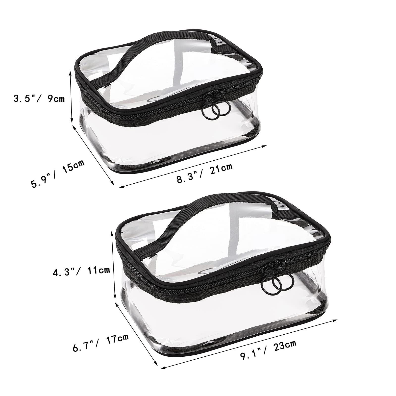 Peohud 4 Pack Clear Makeup Bags with Zipper - Waterproof Toiletry Organizer for Travel, Cosmetics Storage Pouch - Portable Transparent Cosmetic Bags for Bathroom, Vacation & Daily Use