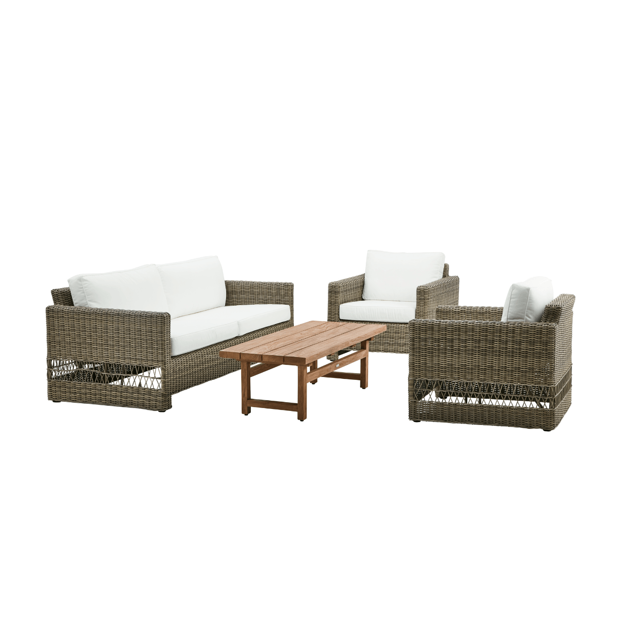 Carrie Outdoor 3-Seater Sofa - Waterproof Patio Furniture for Garden, Poolside & Backyard - Comfortable All-Weather Wicker Sectional Couch