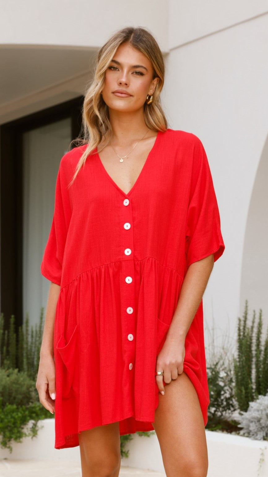 Leah Mini Dress in Red - Stylish & Comfortable Summer Dress for Women | Perfect for Parties, Dates & Casual Outings