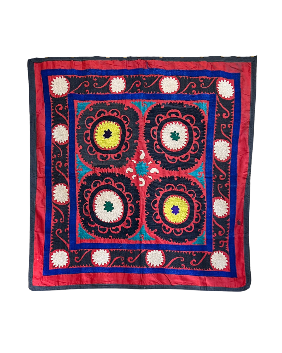 Handmade Suzani 028 Medium Cotton Throw Blanket - Boho Chic Home Decor for Living Room, Bedroom & Sofa
