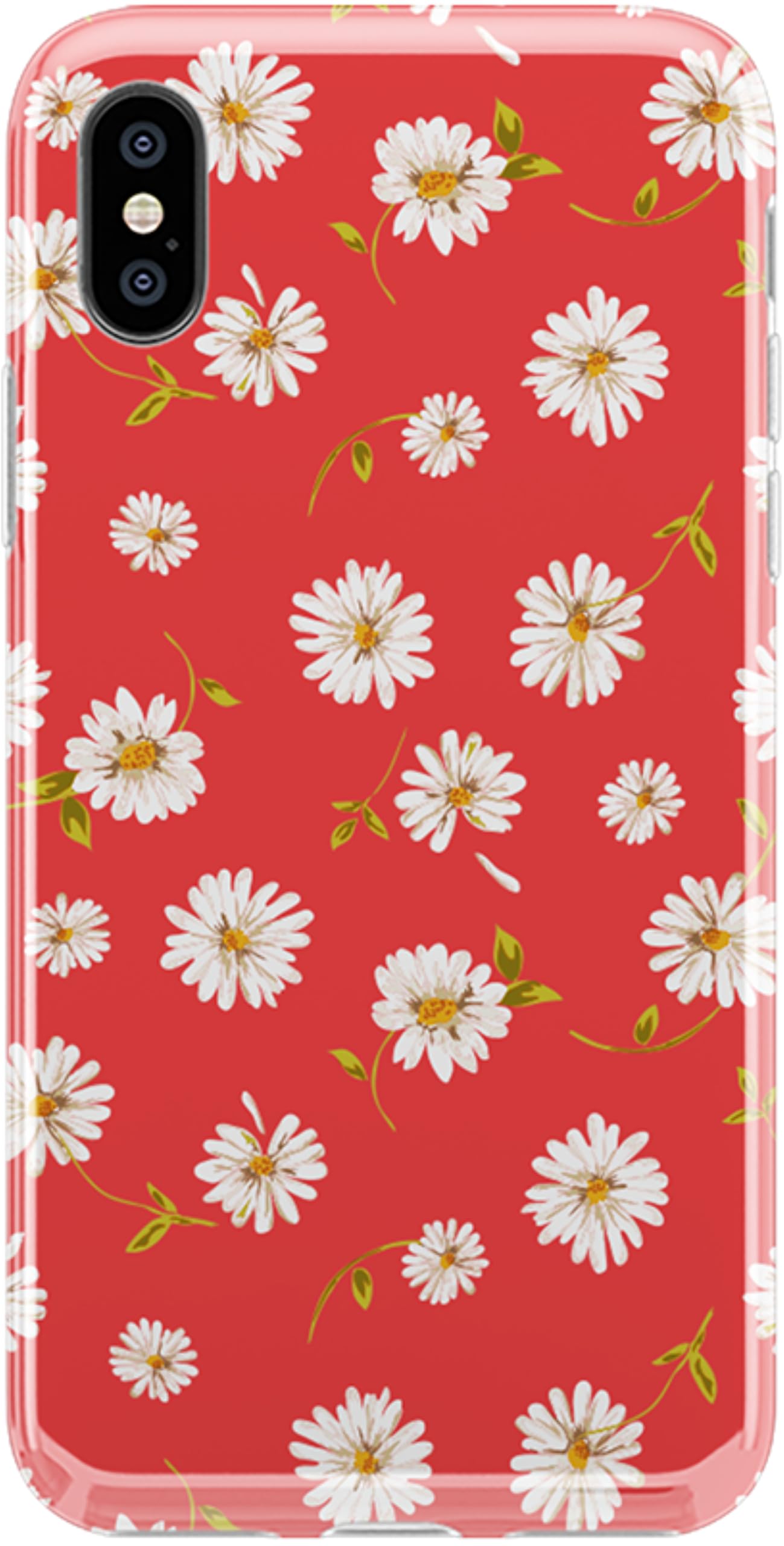 Casely iPhone Xs Max Case - Daisy Daydream Red Coral Floral Design Protective Phone Cover | Perfect for Everyday Use, Travel & Gift Giving