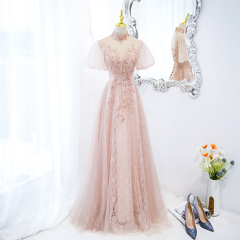Fairy Pink Tulle Prom Dress for Girls | Formal Party Dress with Short Sleeves | Evening Gown for Homecoming, Sweet 16, Quinceañera & Special Occasions