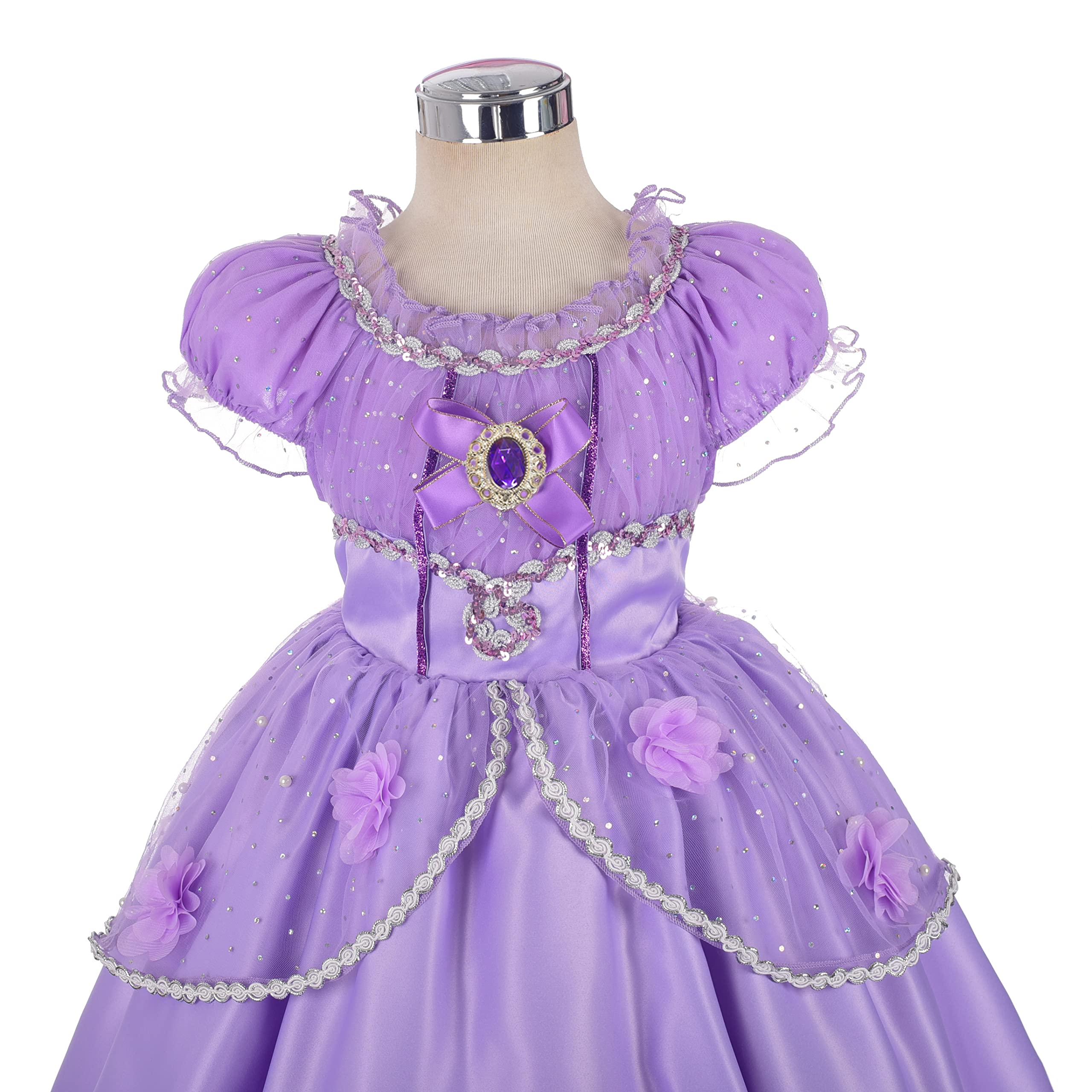 Lito Angels Girls' Purple Princess Dress Up Costume - Elegant Fancy Party Dress with Matching Accessories | Perfect for Birthday Parties, Halloween, Christmas & Dress-Up Play
