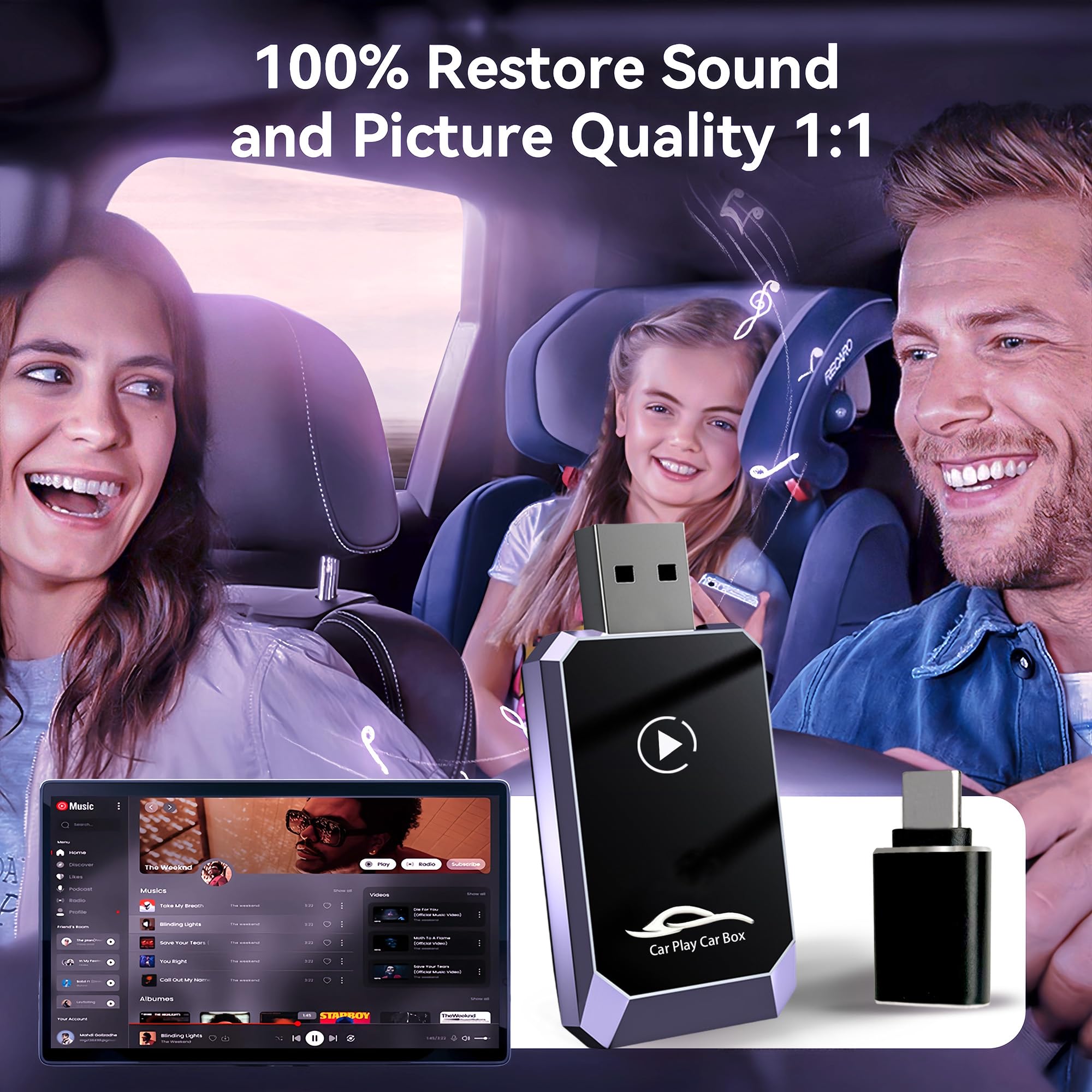 Wireless CarPlay Adapter for iPhone - Convert Wired to Wireless CarPlay Dongle, Plug & Play with Voice Control, Compatible with Apple CarPlay & Android Auto - Perfect for Seamless Hands-Free Driving & Music Streaming