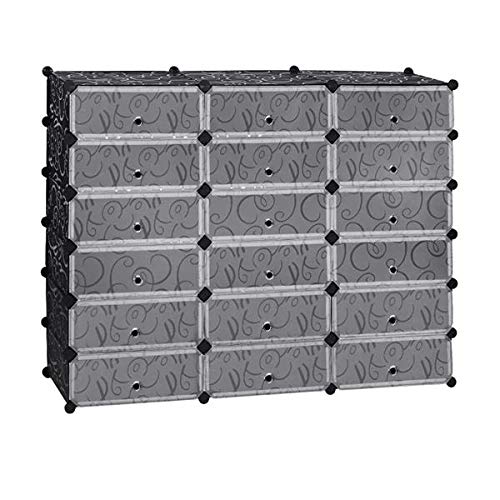 BOERLKY 18-Cube Shoe Rack Organizer - DIY Plastic Modular Storage Cabinet with Doors for Closet & Entryway - Perfect for Organizing Shoes, Toys & Home Essentials