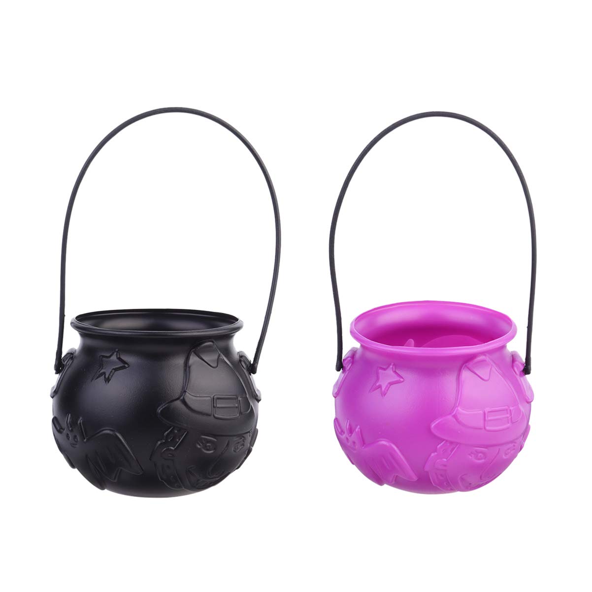 TOYANDONA 6-Piece Halloween Witch Kettle Candy Bucket Set - Pumpkin Pails & Trick or Treat Bags for Kids, Durable Plastic Water Buckets for Halloween Party Decorations & Outdoor Festive Gatherings