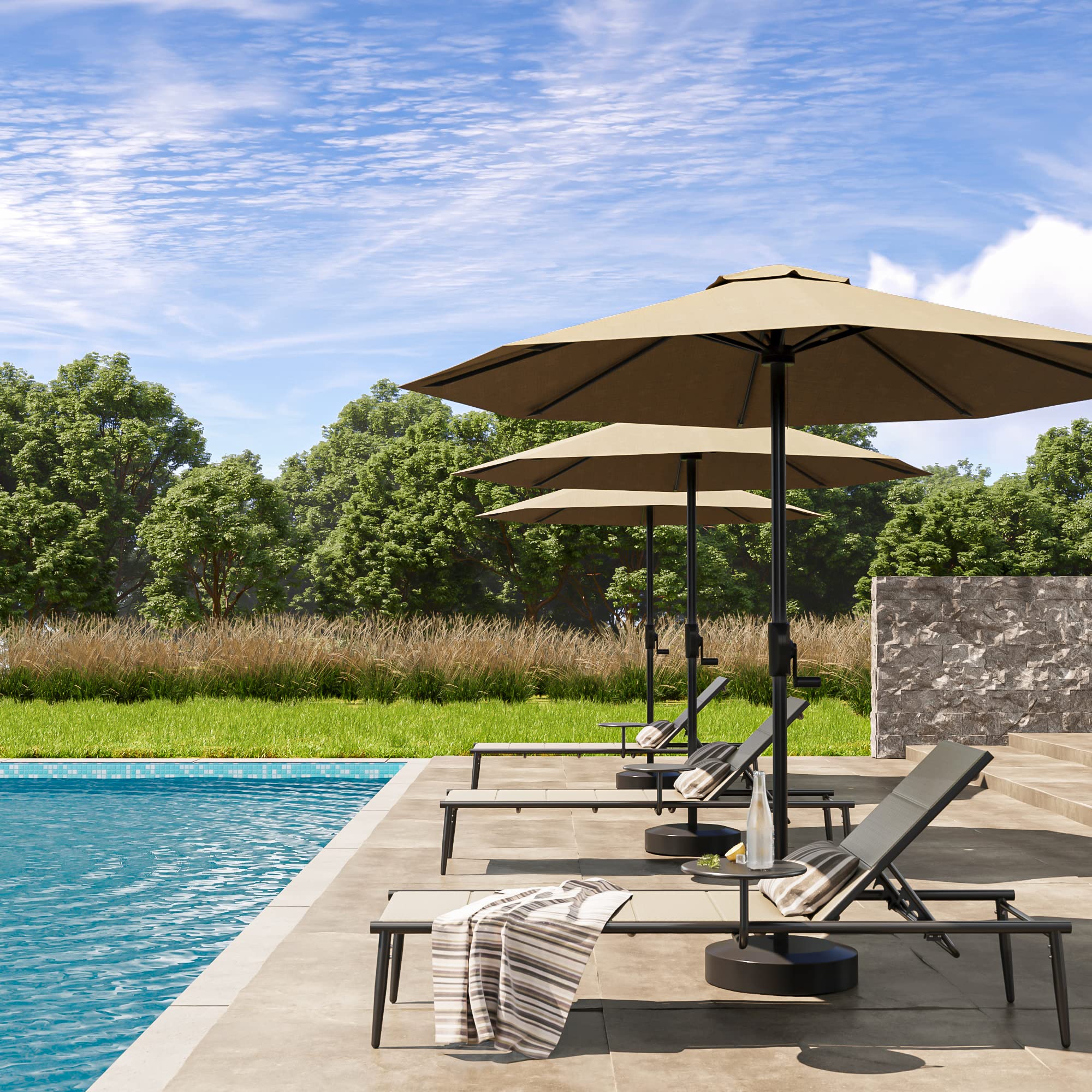 EAST OAK Outdoor Chaise Lounge Chair - Adjustable 5-Position Aluminum Patio Recliner with Side Table | Durable & Weather-Resistant for Poolside, Beach, Backyard, Garden, and Deck Relaxation | Perfect for Sunbathing, Lounging, and Outdoor Leisure