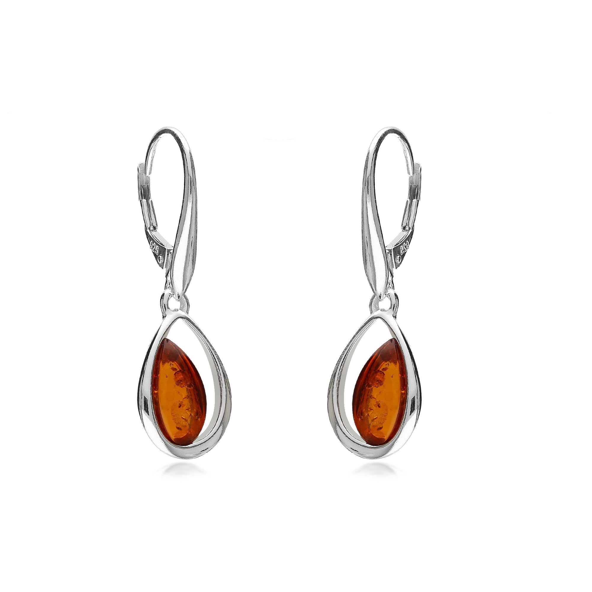 Handmade Sterling Silver Amber Teardrop Earrings for Women - Elegant Designer Dangle Earrings for Parties, Weddings & Special Occasions