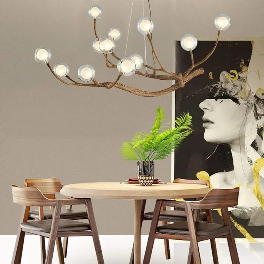 Appa Rustic Tree Branch Chandelier - Handcrafted Wooden Ceiling Light Fixture for Farmhouse, Cabin & Boho Decor | Perfect for Dining Room, Bedroom or Porch Lighting