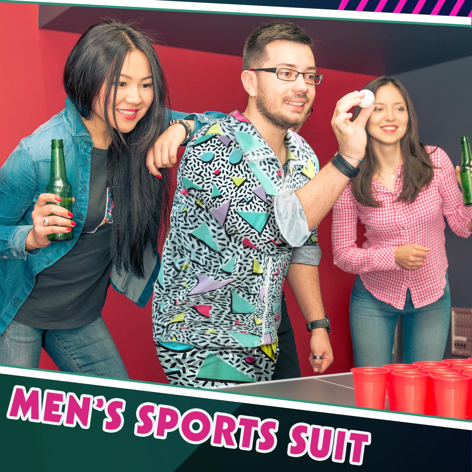 Arssm Retro 80s 90s Vintage Tracksuit Set for Men - Classic Jacket & Joggers Sweatpants | 80s Inspired Streetwear | Perfect for Casual Wear, Hip Hop Fashion & Throwback Parties