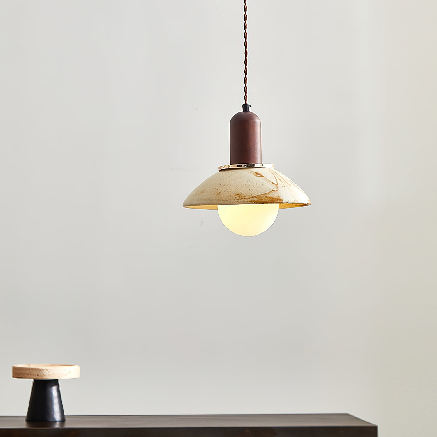 Handmade Ceramic Pendant Light with Cup Lid Design - Modern Boho Ceiling Fixture for Kitchen, Dining Room & Cafe Decor