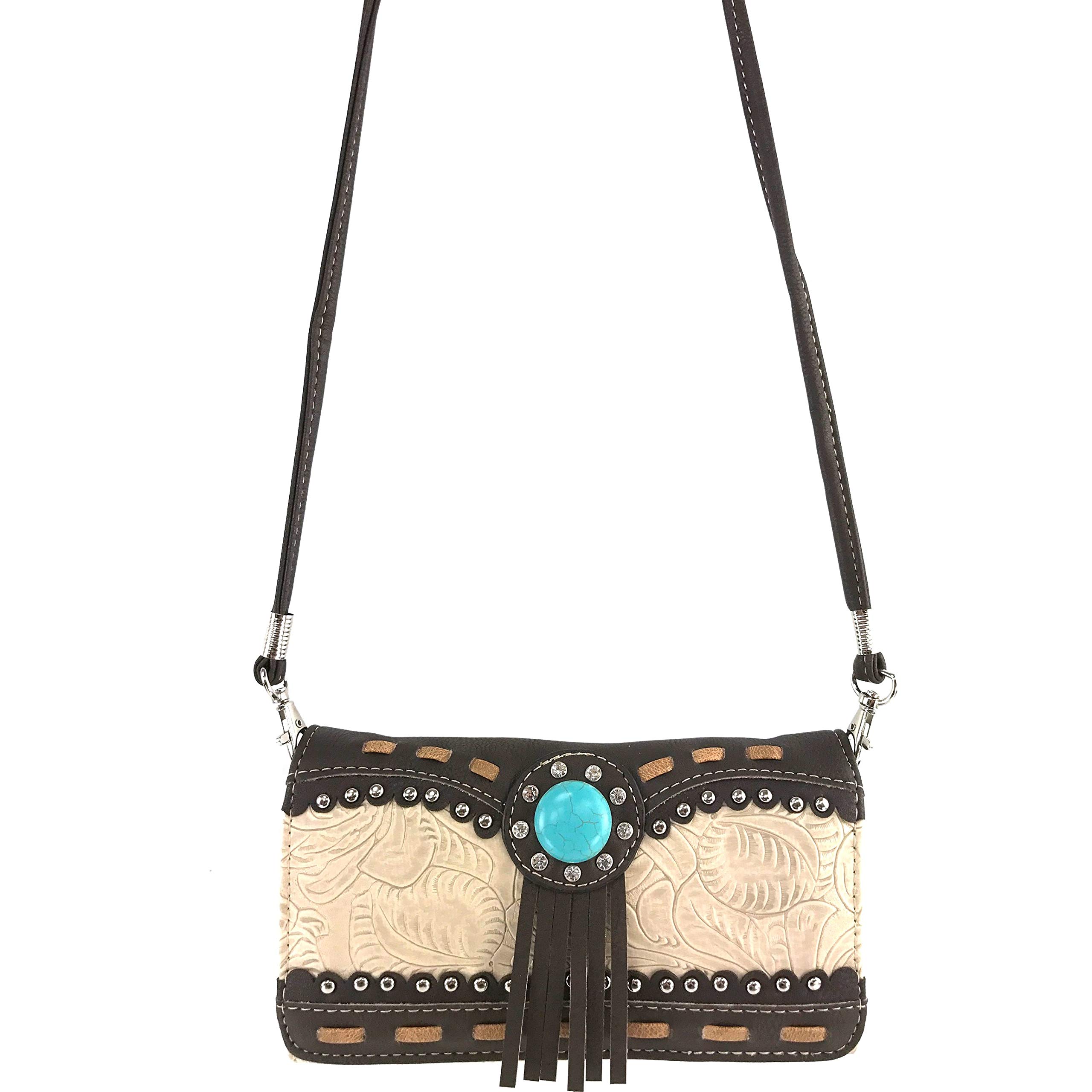 Turquoise Floral Women's Crossbody Wallet - Stylish & Compact for Daily Use