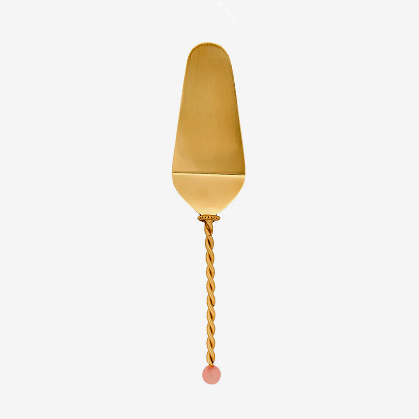 Bitossi Home Torchon Cake Shovel - Stainless Steel Cake Server with Wooden Handle - Perfect for Birthday Parties, Weddings & Dessert Serving