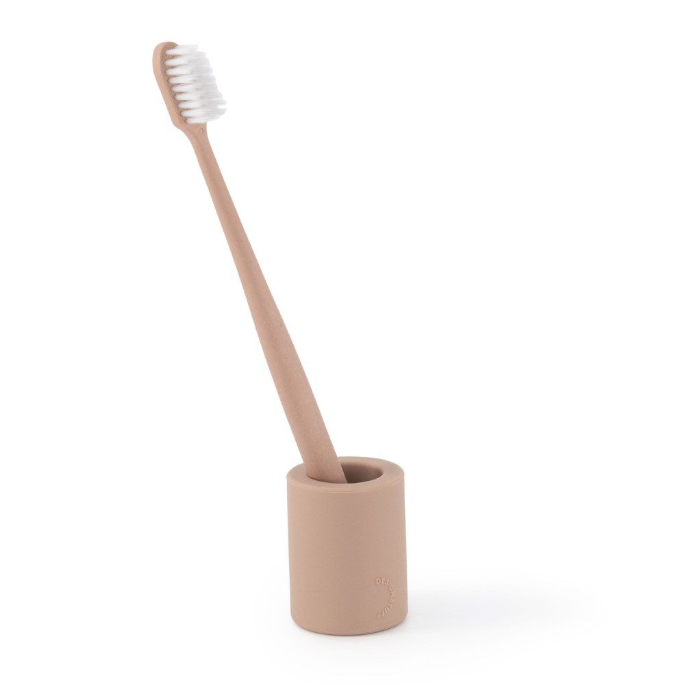DESIGNSTUFF Ceramic Toothbrush Holder - Modern Bathroom Organizer for Brushes & Oral Care Essentials | Perfect for Countertop, Vanity, or Travel Storage