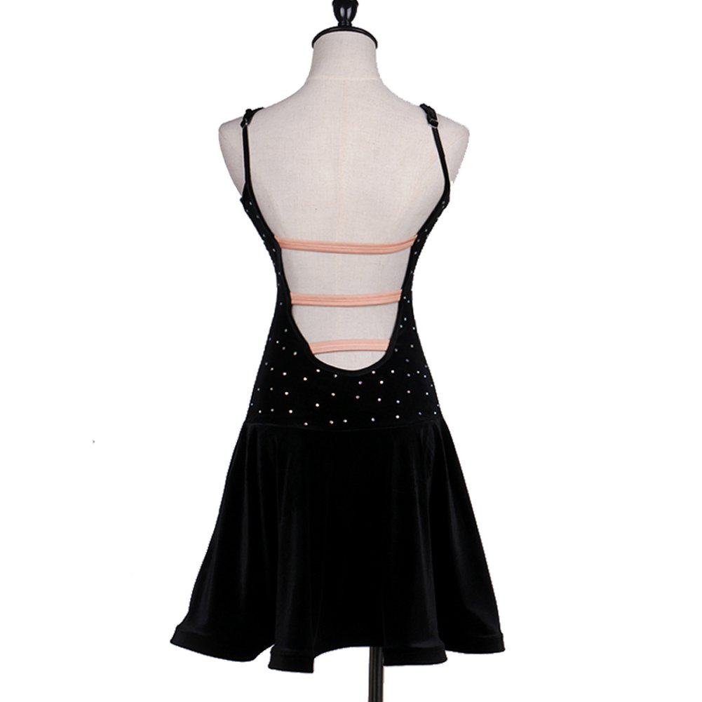 Latin Salsa Rumba Samba Dance Dresses for Women - Sleeveless Rhinestone Embellished Costumes for Adults | Perfect for Dance Performances, Parties & Latin Dance Competitions