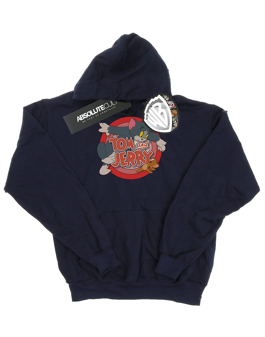TOM and JERRY Boys Classic Catch Hoodie - Navy Blue Pullover Sweatshirt for Kids 9-11 Years | Cartoon Character Hooded Jacket for School, Playdates & Outdoor Activities