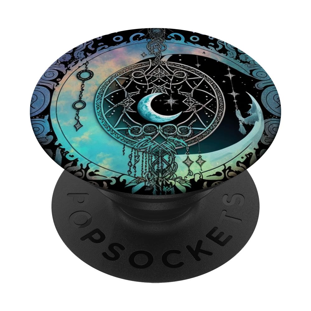 Moon Wiccan Pagan Crystal Mandala PopSocket - Phone Grip for Spiritual Decor