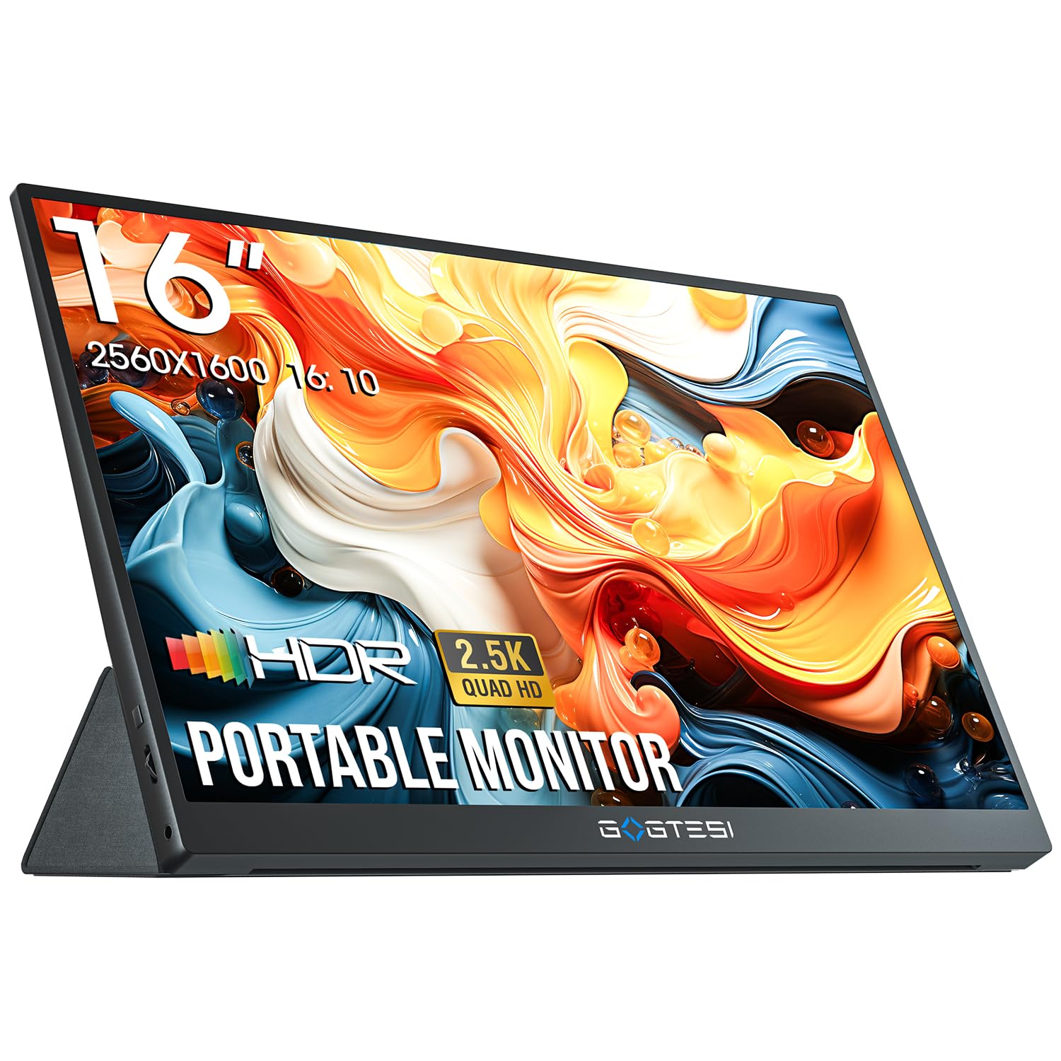 16 Inch Portable Monitor - 2.5K QHD 2560×1600 IPS Matte Screen, 60Hz Refresh Rate, Ultra Bright Eye Care Display with USB-C & HDMI for Laptop, PC, MAC, Phone, Nintendo Switch, PS5, Xbox - Perfect for Remote Work, Gaming & Travel