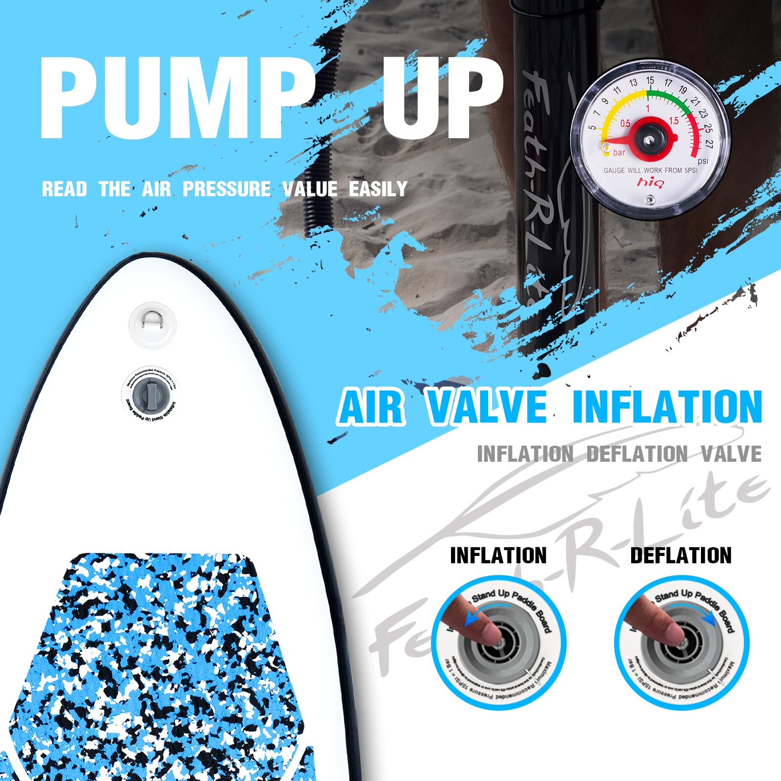 FEATH-R-LITE Inflatable Ultra-Light 10'×30''/10'6''×33'' Stand Up Paddle Board for All Skill Levels | Premium SUP Paddleboard Accessories Included | Non-Slip Comfort Deck for Youth & Adults | Perfect for Yoga, Fishing & Family Fun on Lakes, Rivers & Oceans