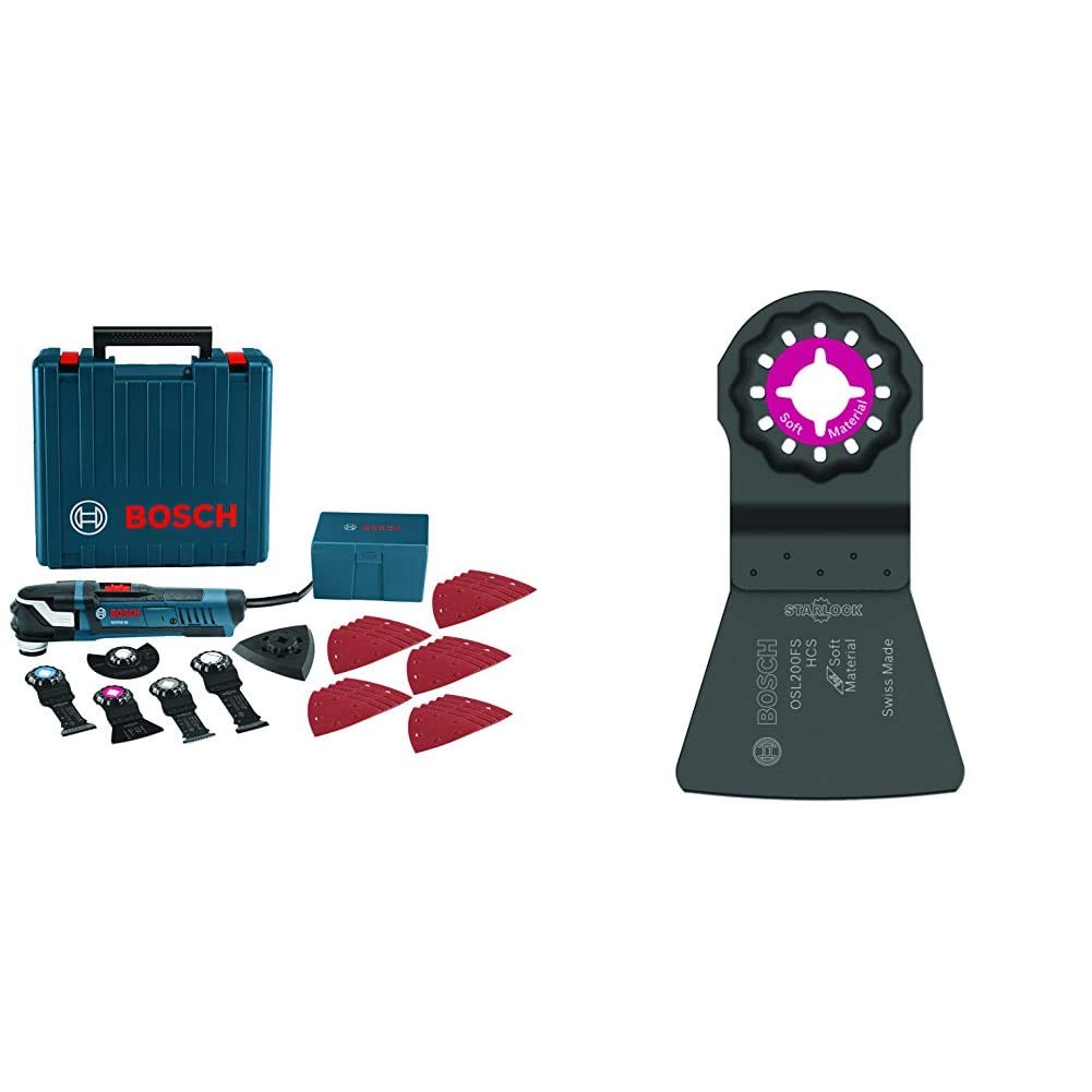 BOSCH OSL200FS Starlock Oscillating Multi Tool Kit with 32 Accessories & Case - High-Carbon Steel Flexible Scraper Blade (2