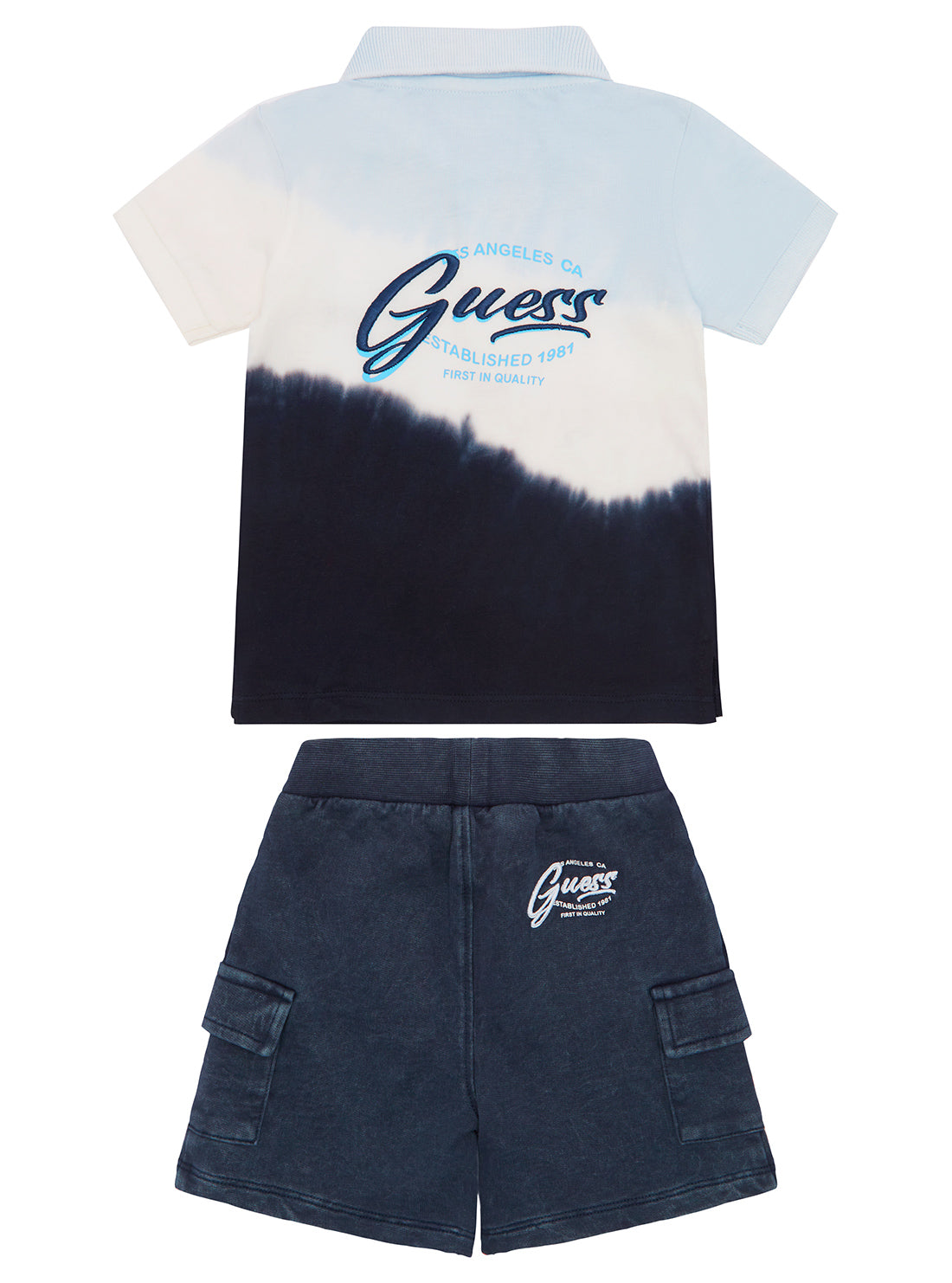 Blue Dip-Dye Polo & Terry Shorts Set for Boys (Age 2-7) - Perfect for Summer Playdates & Casual Outings