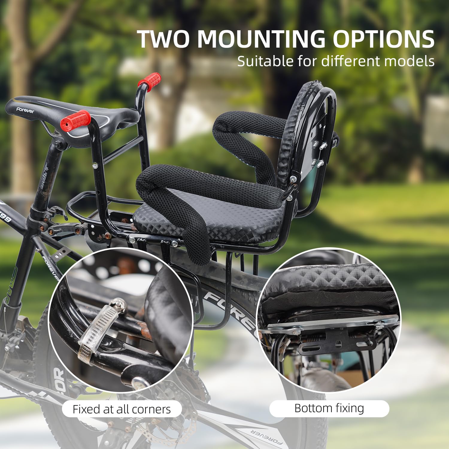 Best Kids Bike Seat for Adults - Rear Mounted Child Bike Seat for Kids Over 50 lbs - Durable & Safe Back Frame Mounted BCK Seat - Perfect for Family Cycling, Commuting & Outdoor Adventures