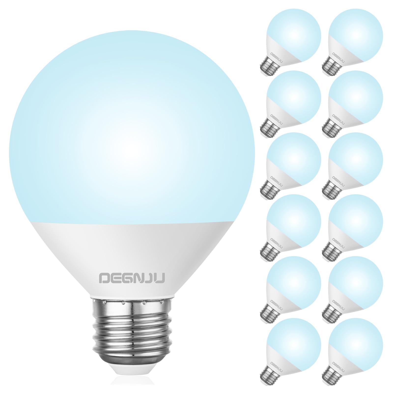 12 Pack LED Vanity Light Bulbs - 60W Equivalent, 5000K Daylight White, 800 Lumens, G25 Globe Bulb for Makeup Mirror & Bathroom Lighting - Non-Dimmable, 7W, 120V - Perfect for Vanity, Dressing Room & Spa Lighting