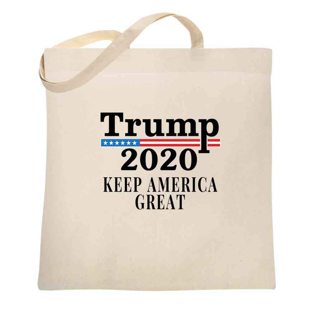 Donald Trump Keep America Great 2020 Campaign Canvas Tote Bag - Patriotic Reusable Shopping Bag for Political Supporters, Grocery Trips & Beach Outings
