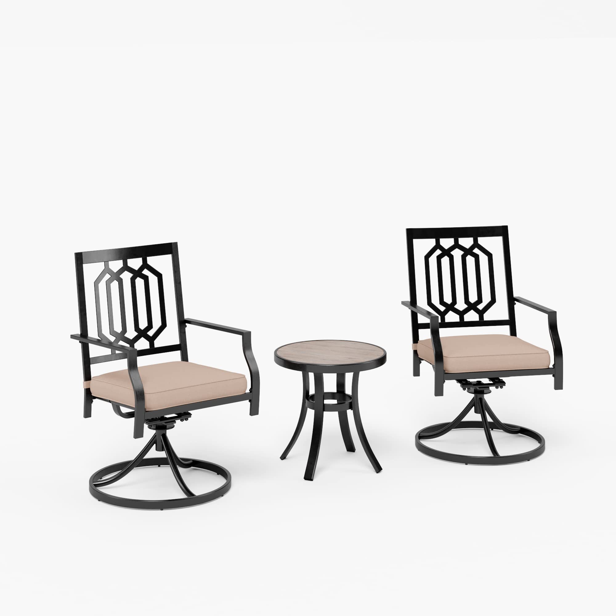 Sophia & William 3-Piece Patio Bistro Set - 2 Swivel Metal Chairs & Round Side Table - Outdoor Furniture for Balcony, Garden, Backyard, Deck - Perfect for Coffee, Dining, Relaxing