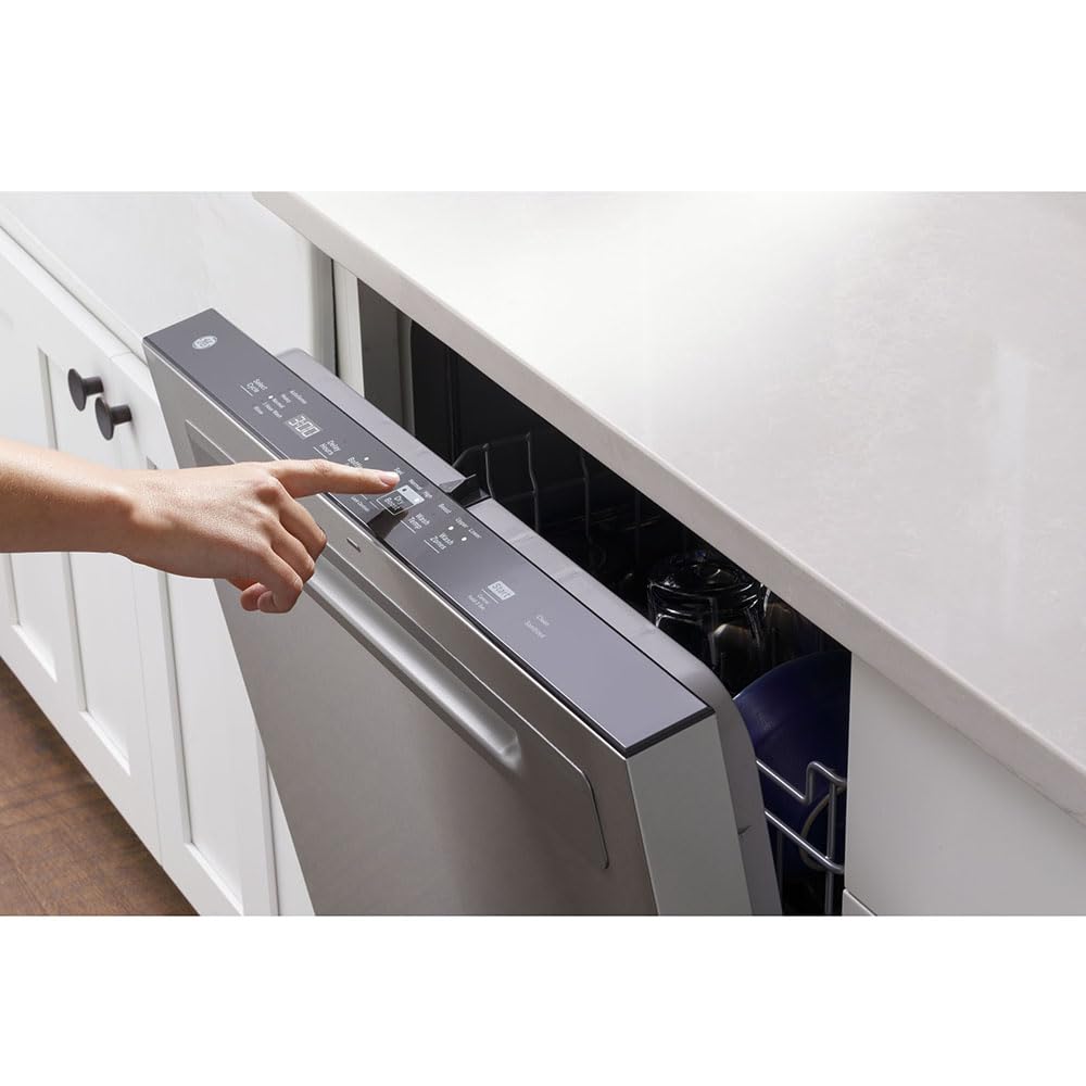 GE® Top Control Dishwasher with Plastic Interior - Sanitize Cycle & Dry Boost for Sparkling Clean Dishes | Perfect for Kitchens, Restaurants, and Busy Households
