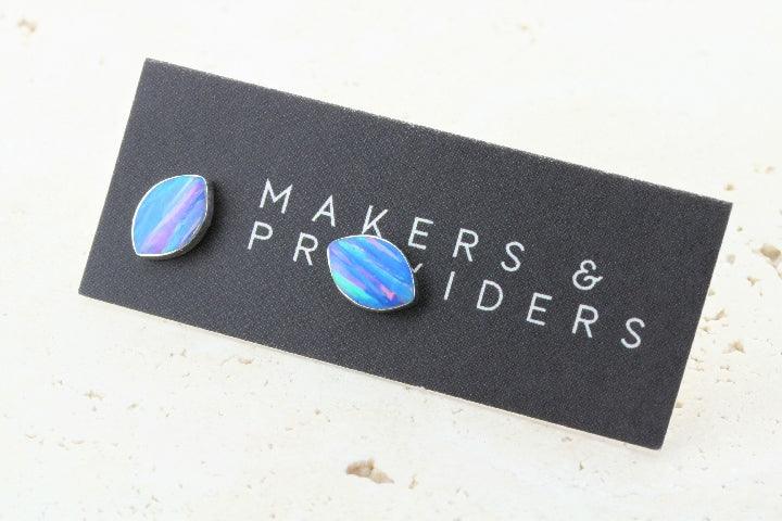Opal Stud Earrings - Blue Rose Seed Beads for Women | Perfect for Weddings, Parties & Everyday Wear
