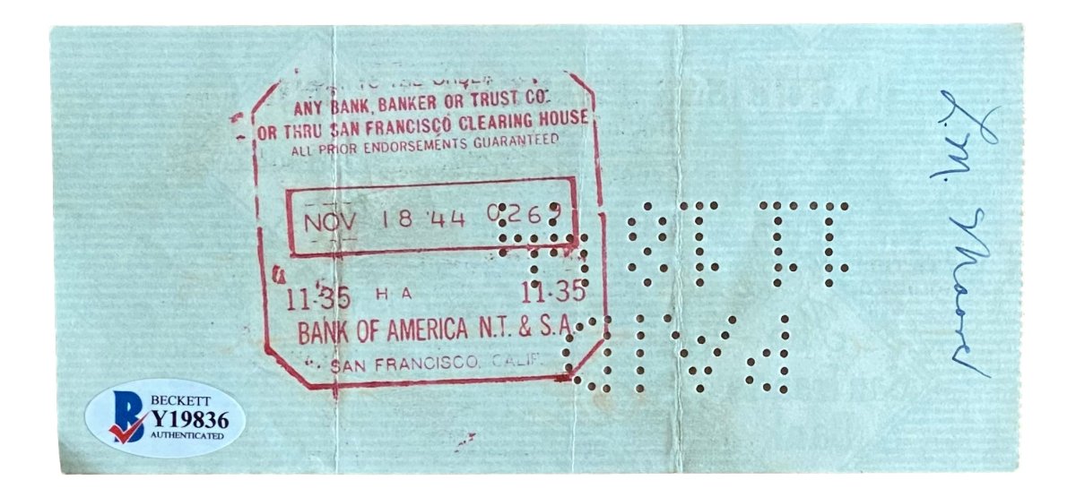 George Kelly New York Giants Autographed November 9, 1944 Bank Check - Authentic Signed Memorabilia for Sports Collectors & NFL Fans - Perfect for Framing, Display, and Gift Giving
