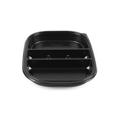 Bento Tek 51 oz Black Plastic Bento Box with 5 Compartments - 12.25