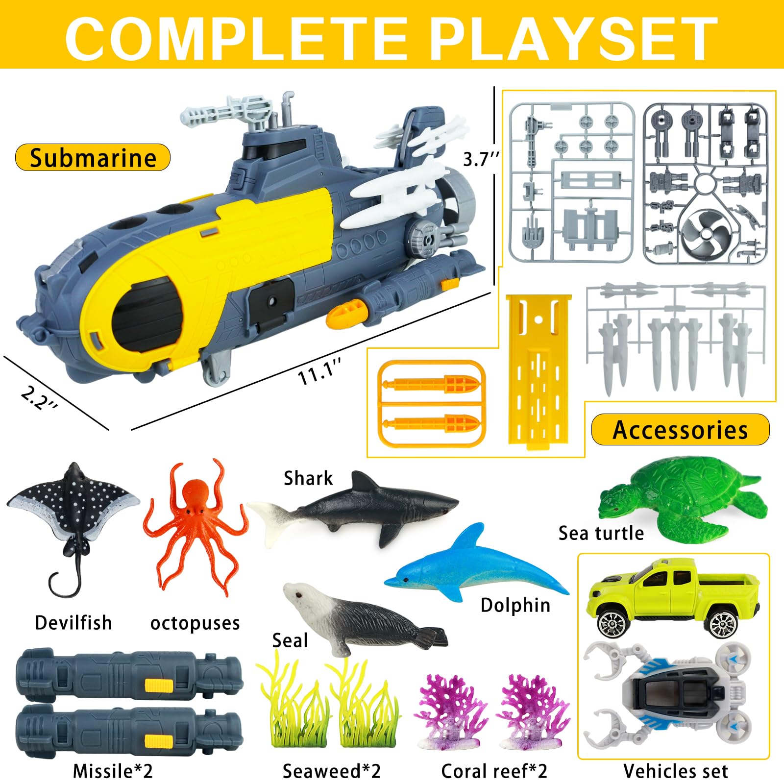 **CORPER TOYS Ocean Submarine Playset for Kids - Underwater Adventure with Sea Animals & Vehicles - Perfect Gift for Birthday, Christmas & Role-Playing Fun**