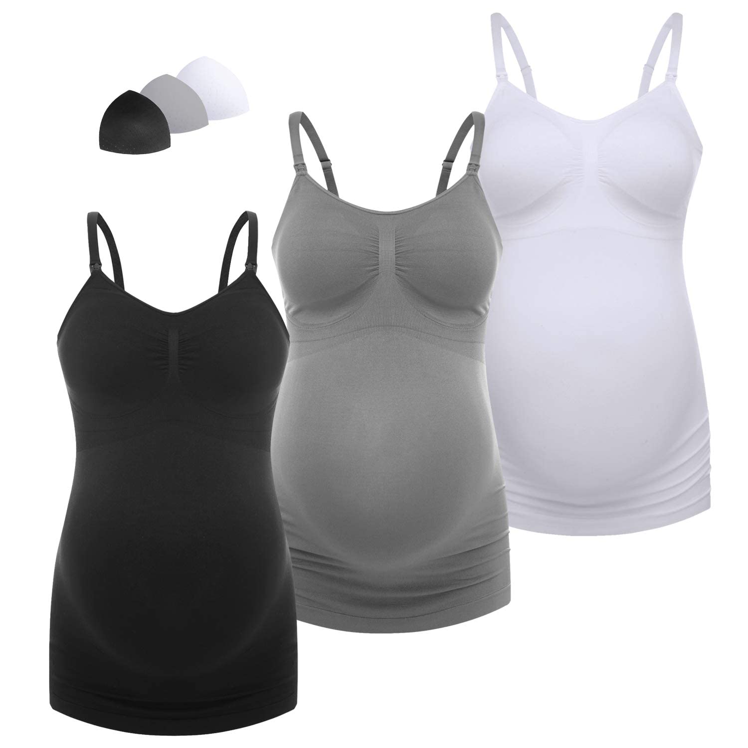 HOFISH Nursing Tank Tops for Breastfeeding - Comfortable Stretch Maternity Camisoles with Built-in Bra - Perfect for Nursing, Pumping & Everyday Wear