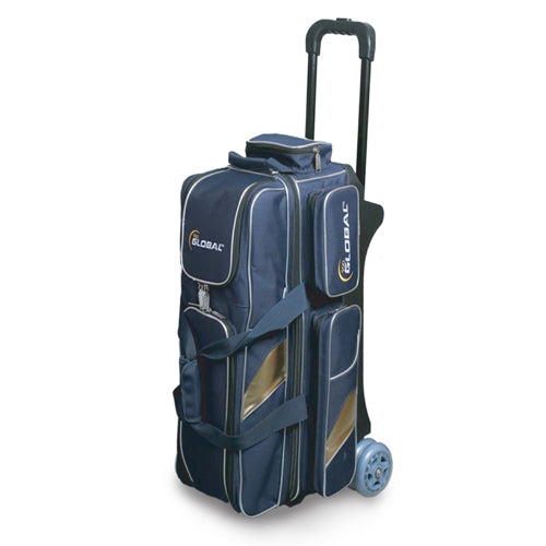 900 Global 3 Ball Deluxe Roller Blue/Gold Bowling Bag - Premium Bowling Equipment for League Play & Tournament Travel