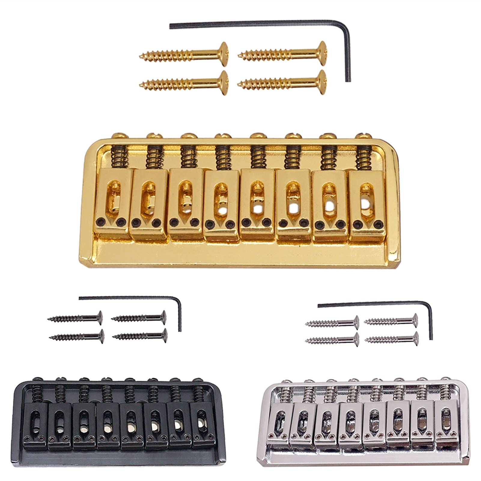 High-Quality Replacement Electric Guitar Bridge - 8 Square Saddle Parts for Precise String Length Adjustment (Silver) | Perfect for Guitar Repair, Upgrades & Professional Setups