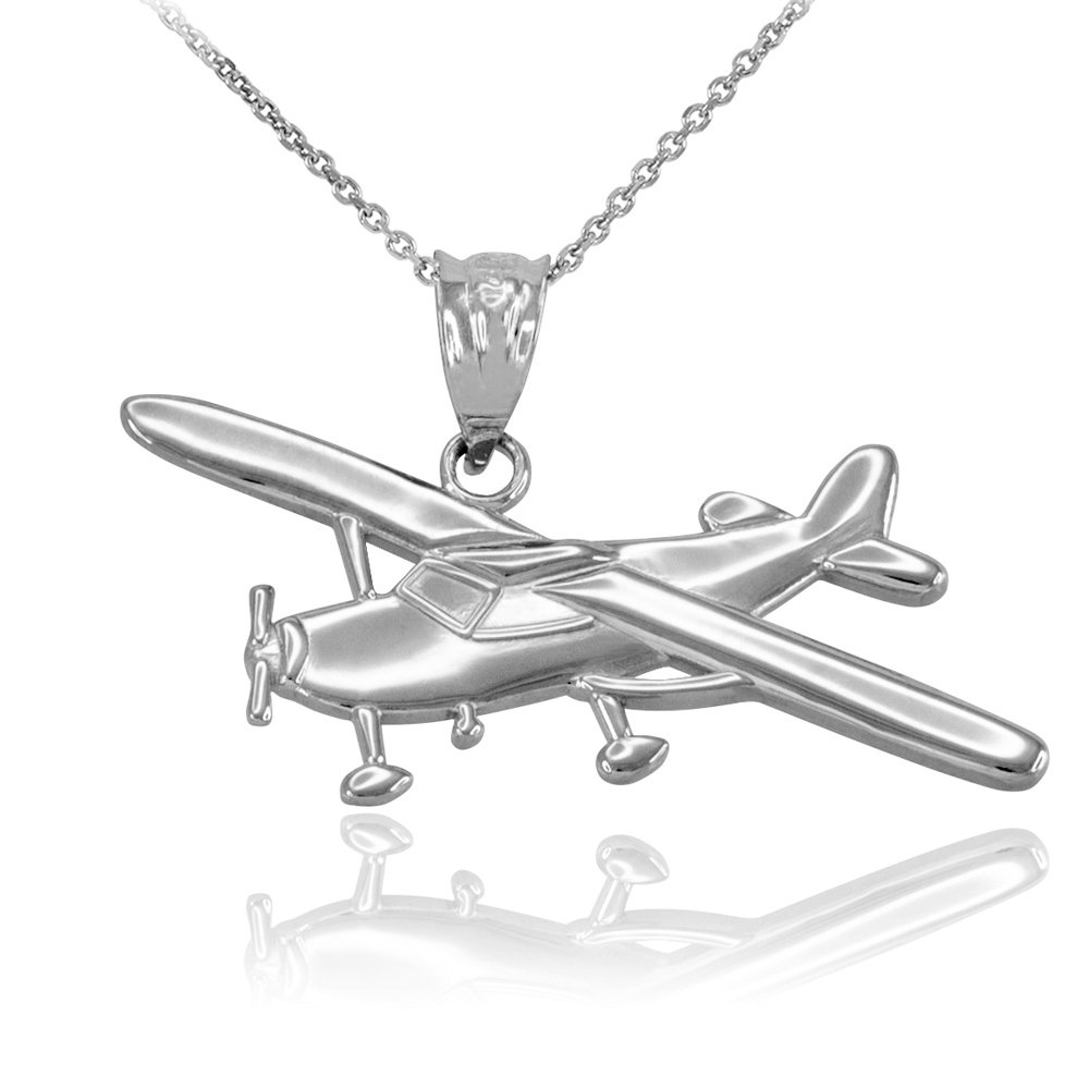 14K White Gold Airplane Pendant Necklace for Women & Men - Space & Aviation Inspired Jewelry - Perfect Gift for Pilots, Travel Lovers & Aviation Enthusiasts