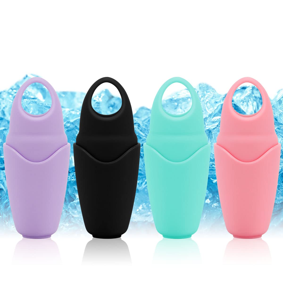 Small Ice Roller for Face & Eye - Cooling Facial Massage Tool for Skin Care, Gua Sha & Fine Lines Reduction | Silicone Ice Mould for Beauty Routine | Perfect for Morning De-Puffing & Post-Workout Skin Soothing (Black)