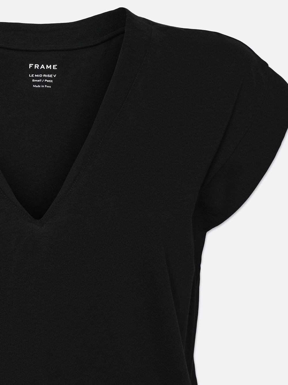 Le Mid Rise V Neck Tee in Noir - Women's Slim Fit Basic T-Shirt for Casual Wear & Layering