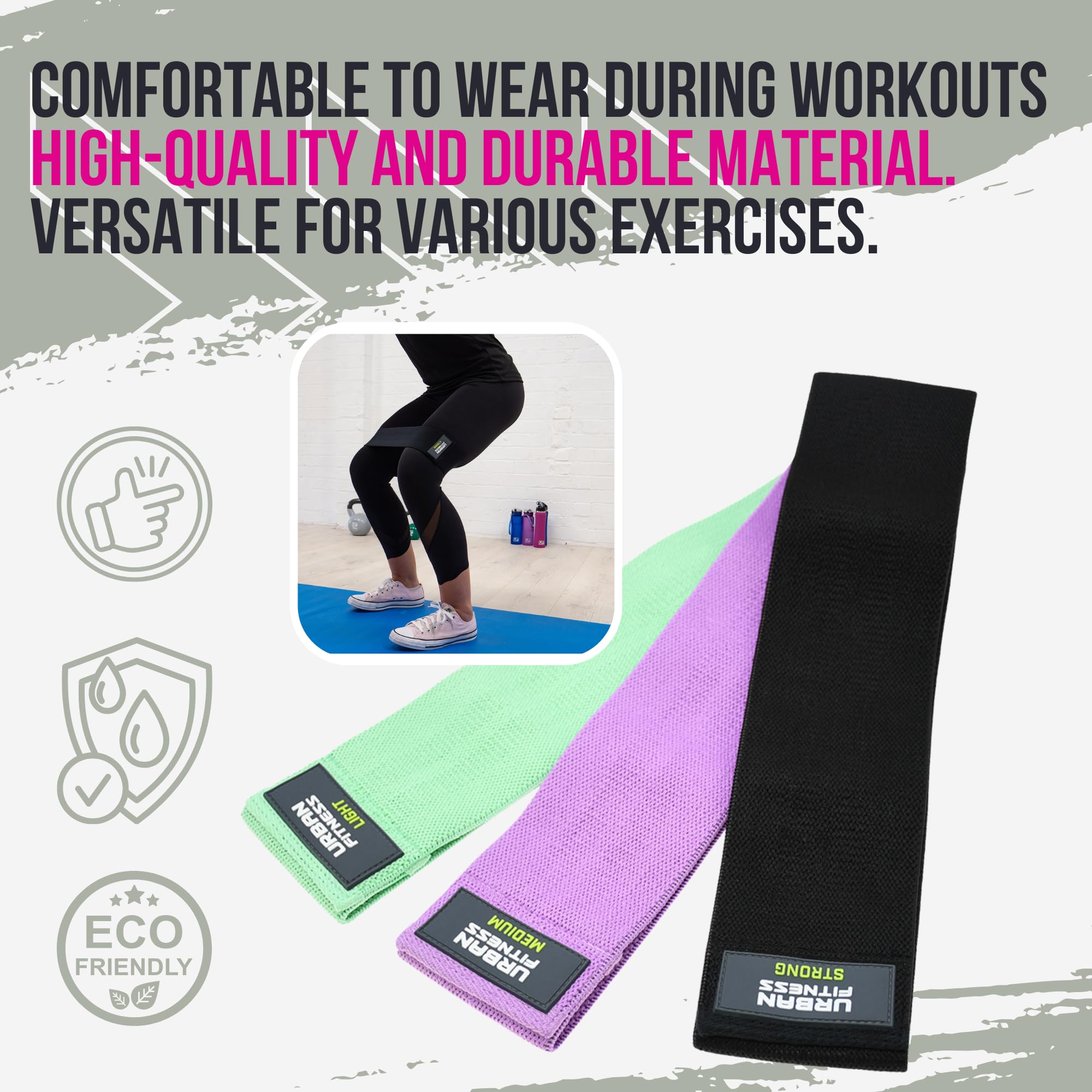 Premium Fabric Resistance Band Loop Set (3-Pack) - 15 Inch Exercise Bands for Strength Training, Yoga, Pilates & Home Workouts - Ideal for Toning, Stretching & Physical Therapy