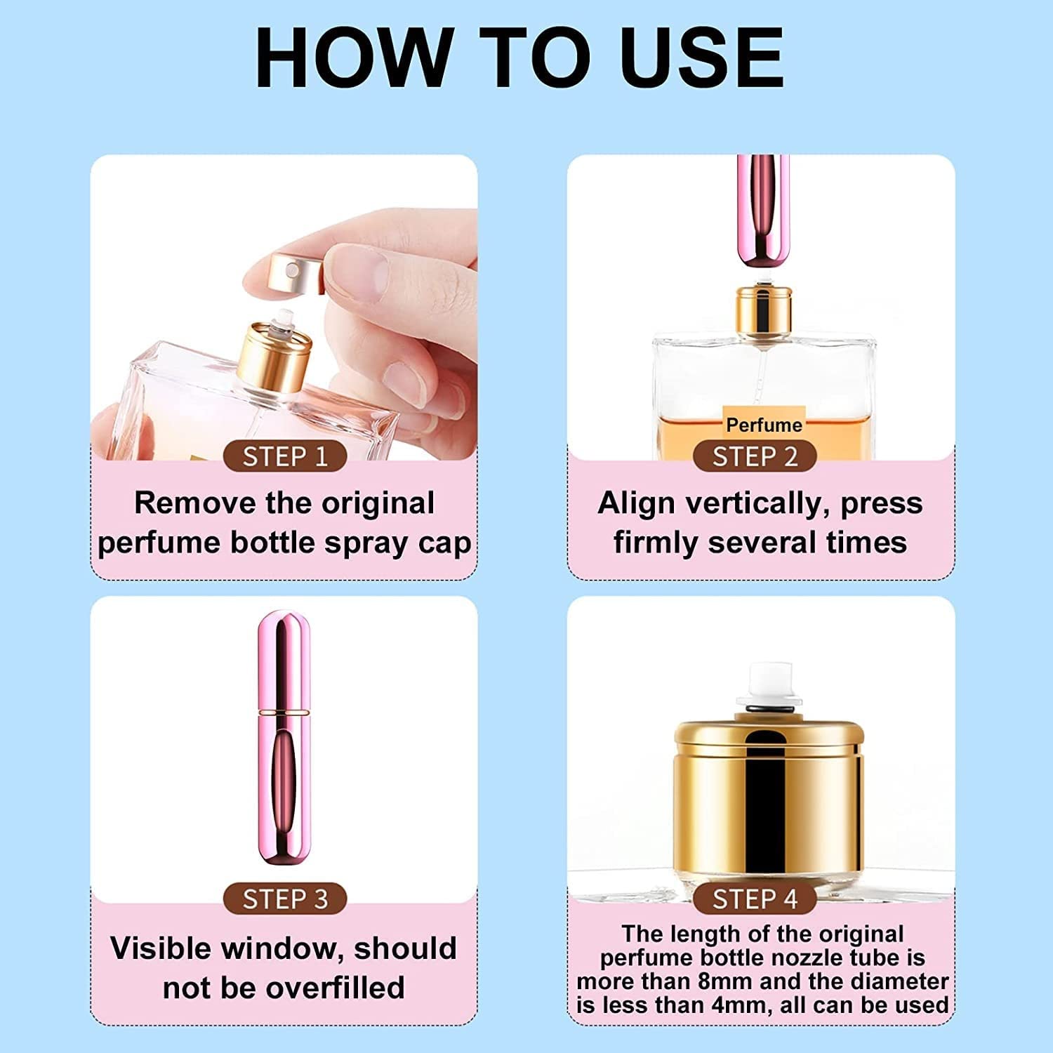 Refillable Travel Perfume Atomizer - 5ml Portable Mini Perfume Spray Bottle for Women & Men, Leak-Proof Scent Pump Case for Airplane, Gym, Office & Outdoor Activities | Compact Fragrance Container for Travel & Daily Use